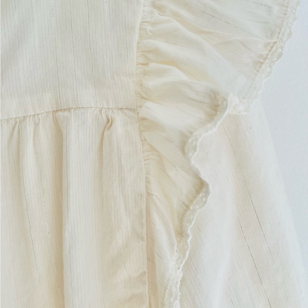 GAP Kids Off-White Ruffle Blouse with Lace & Silver Threading Details, Girls 2T - Picture 4 of 6